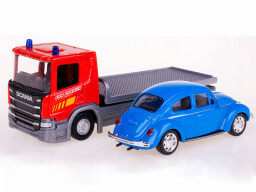 Welly odtahovka Scania P320 + Volkswagen Beetle 1:43
